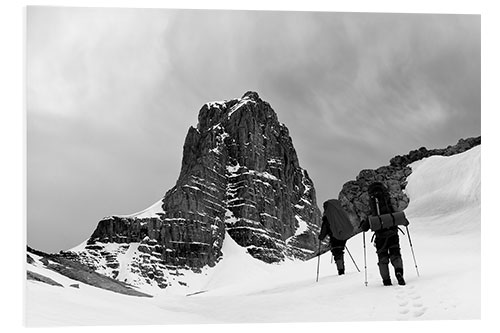 Foam board print Two hikers in the storm