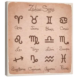 Canvas print Zodiac signs english