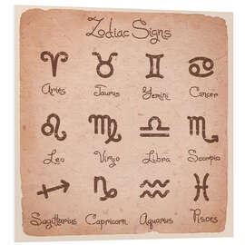 Foam board print Zodiac signs english