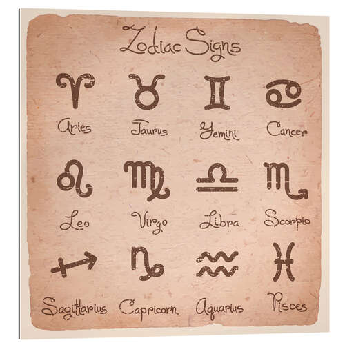 Quadro em plexi-alumínio Zodiac signs english