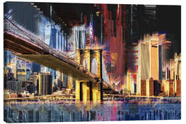 Quadro em tela  New York mit Brooklyn Bridge - Peter Roder
