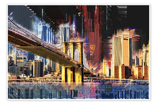 Poster New York mit Brooklyn Bridge