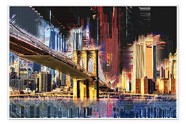 Poster  New York mit Brooklyn Bridge - Peter Roder