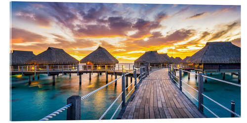 Acrylic print Sunset panorama on a tropical island in the Pacific