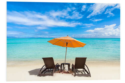 Foam board print Relax under a parasol at the sea