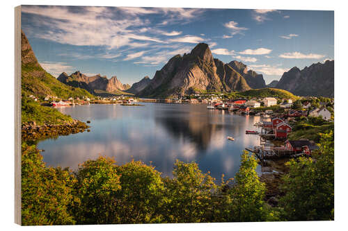 Wood print Fishing village in the Lofoten Islands, Norway