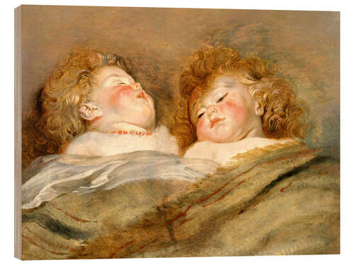 Wood print Two Sleeping Children