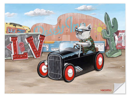 Sticker mural Las Vegas Hot Rod Frenchie