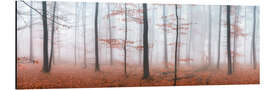 Cuadro de aluminio Autumn panorama with red autumn leaves in the forest