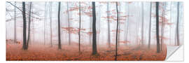 Wall sticker Autumn panorama with red autumn leaves in the forest