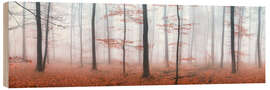 Hout print Autumn panorama with red autumn leaves in the forest