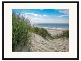 Gerahmter Kunstdruck Sommerliche Dünenlandschaft in Holland
