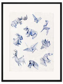 Gerahmter Kunstdruck Origami Tiere