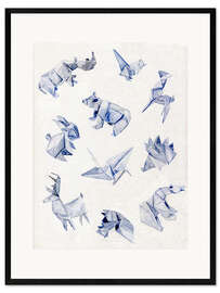 Ingelijste kunstdruk Origami animals