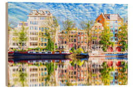 Wood print Amsterdam painting