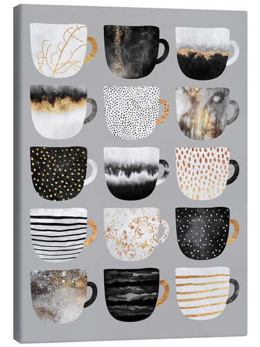 Canvas print Pretty coffee cups 3 in grey