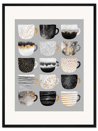 Gerahmter Kunstdruck Pretty Coffee Cups Grey