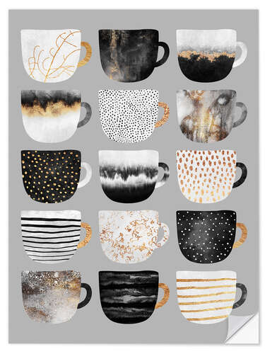Sisustustarra Pretty coffee cups 3 in grey