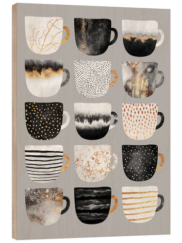 Holzbild Pretty Coffee Cups Grey