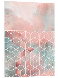 Quadro em PVC Rose Clouds And Cubes