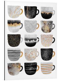 Aluminium print Pretty coffee cups 3 in white