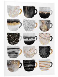 PVC print Schattige witte koffie kopjes 3