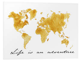 Tableau en PVC Mappemonde, Life is an adventure