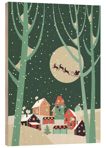 Tableau en bois Nuit de Noël