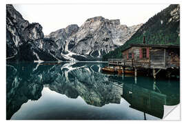 Selvklebende plakat Lago di Braies - Lake Braies