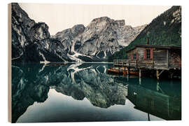 Wood print Lago di Braies - Lake Braies