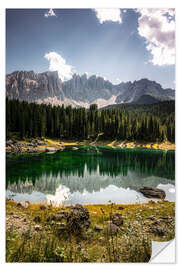 Självhäftande poster Lake Carezza - Karersee