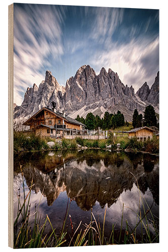 Tableau en bois Geisleralm South Tyrol, Italy