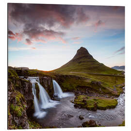 Aluminium print Midnight sunset over Kirkjufell, Iceland