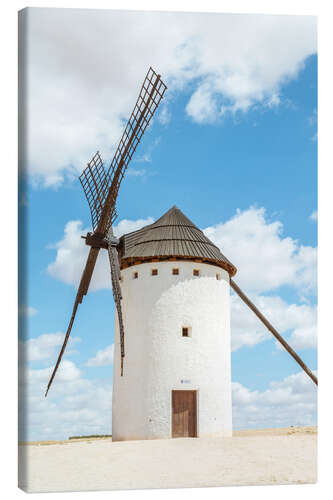 Leinwandbild Weiße Windmühle, Consuegra, Spanien