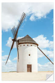 Naklejka na ścianę White windmill, Consuegra, Spain