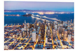 Hartschaumbild San Francisco und Bay Brücke in der Nacht