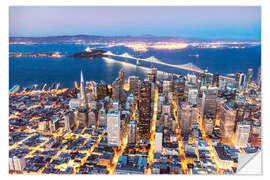 Naklejka na ścianę San Francisco and Bay bridge at night