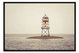 Gerahmter Kunstdruck Leuchtturm Ober Eversand, Kormoranturm