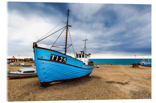 Stampa su vetro acrilico Ships at the beach of Vorupoer