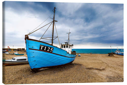 Canvas print Ships at the beach of Vorupoer