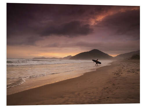 Foam board print Surfer at sunset on Brazilian beach