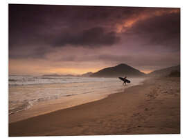 Foam board print Surfer at sunset on Brazilian beach