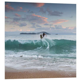 Foam board print Surfing at sunset in paradise