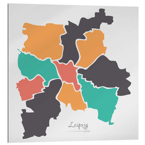 Galleritryk Leipzig city map modern abstract with round shapes