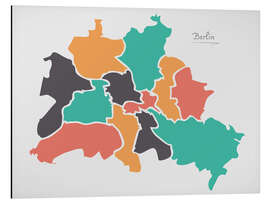 Magnettafel Berlin Stadt Landkarte modern abstrakt mit runden Formen