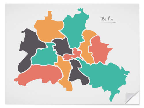 Vinilo para la pared Berlin city map modern abstract with round shapes