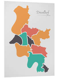 Foam board print Dusseldorf city map modern abstract with round shapes