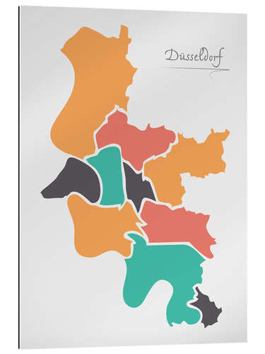 Gallery print Dusseldorf city map modern abstract with round shapes