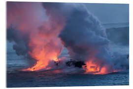 Acrylic print Lava meets Water, Big Island, Hawaii