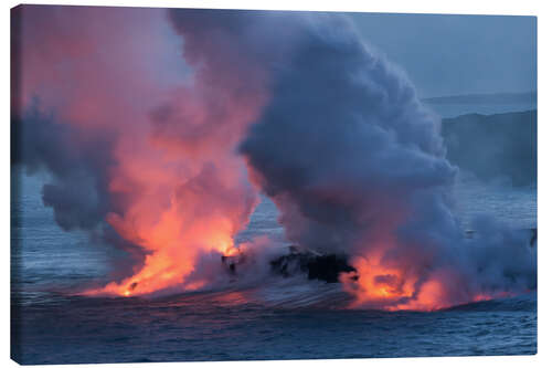 Canvas print Lava meets Water, Big Island, Hawaii